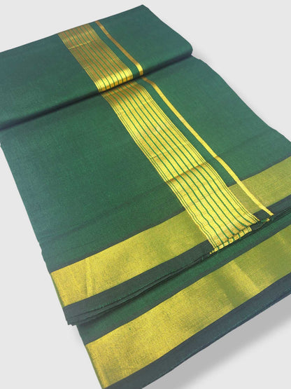 Premium Wedding Handloom Balaramapuram Unaakupaavu Kasavu Mundu for Men