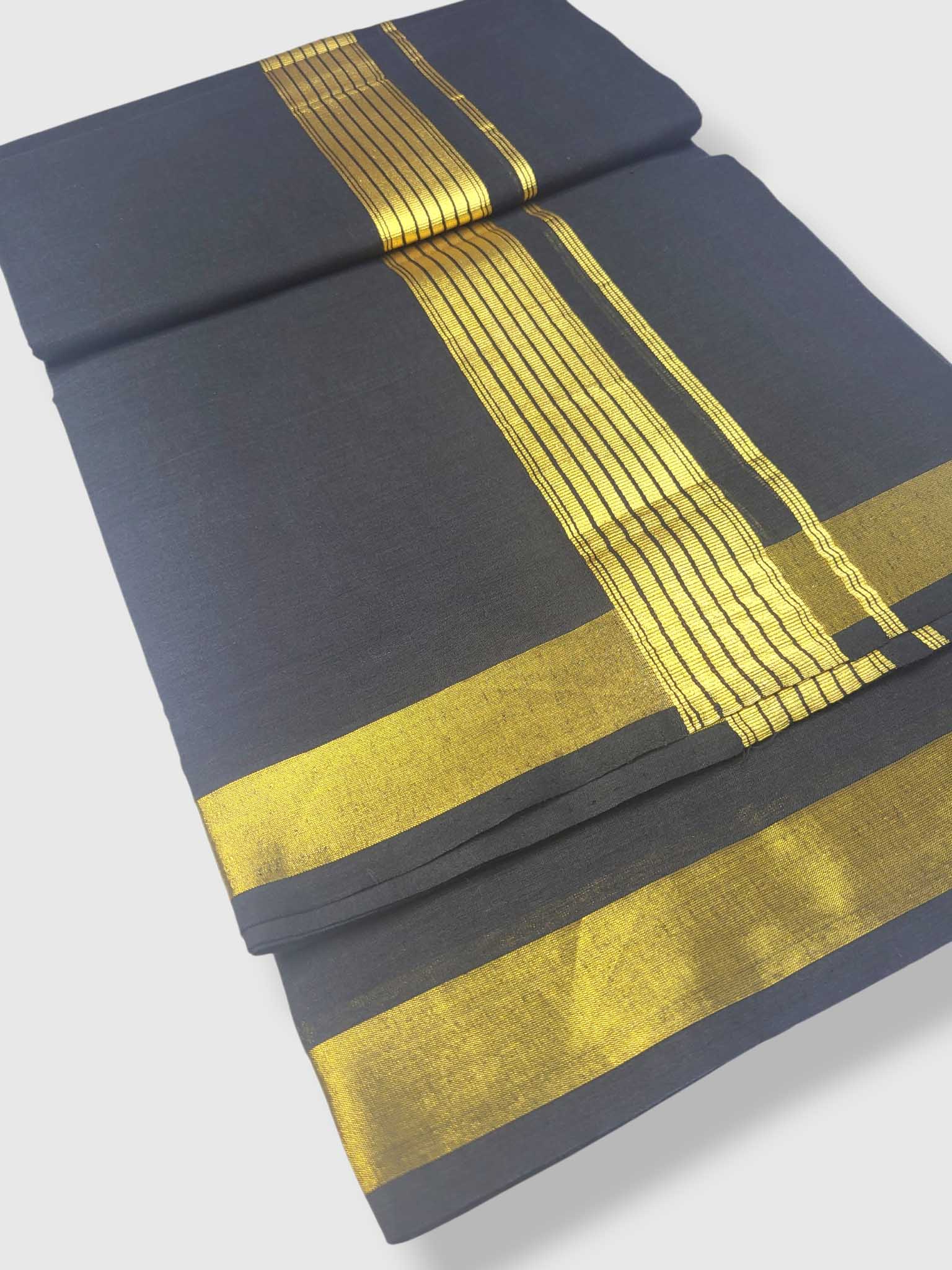 Premium Wedding Handloom Balaramapuram Unaakupaavu Kasavu Mundu for Men