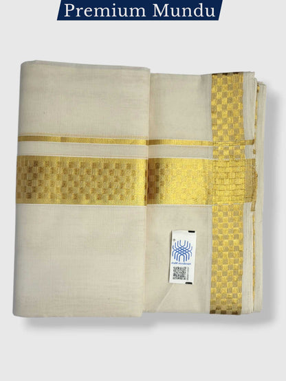 Premium Wedding Handloom Balaramapuram Unaakupaavu Kasavu Mundu for Men
