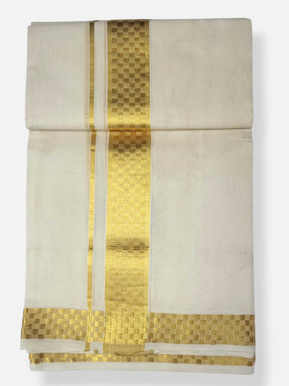 Premium Wedding Handloom Balaramapuram Unaakupaavu Kasavu Mundu for Men