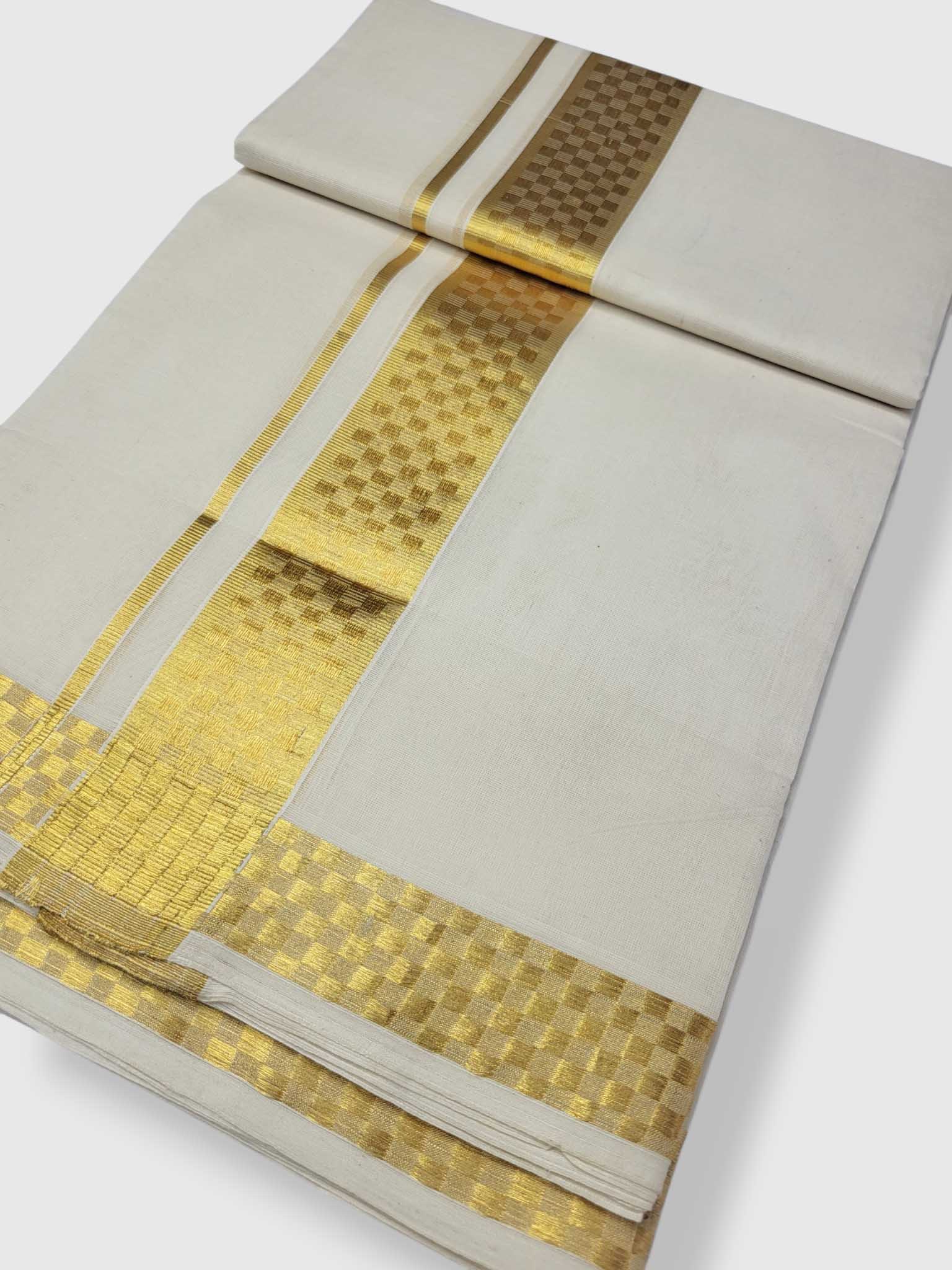 Premium Wedding Handloom Balaramapuram Unaakupaavu Kasavu Mundu for Men