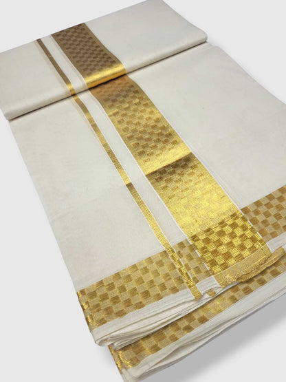 Premium Wedding Handloom Balaramapuram Unaakupaavu Kasavu Mundu for Men