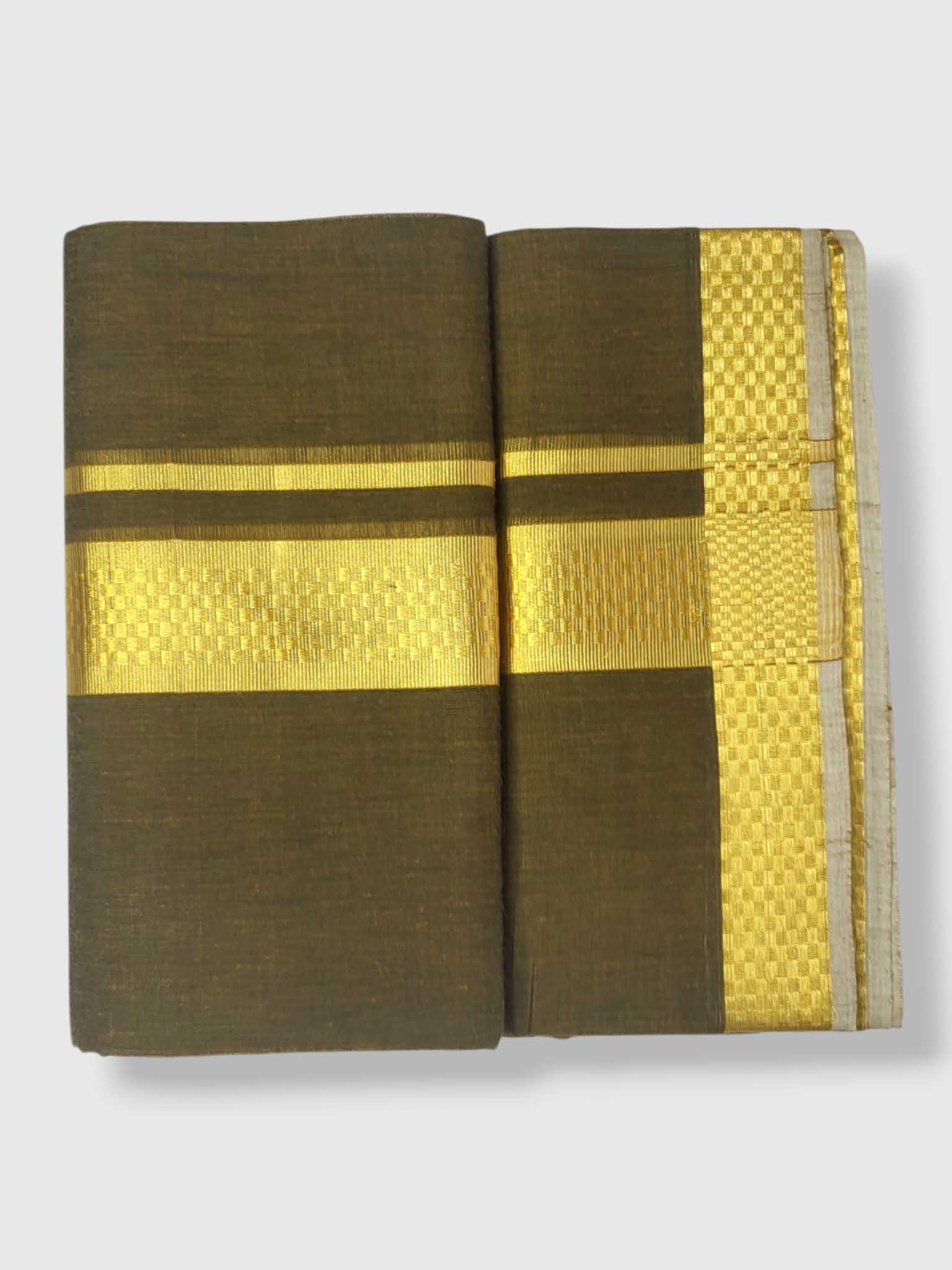 Premium Wedding Handloom Balaramapuram Unaakupaavu Kasavu Mundu for Men