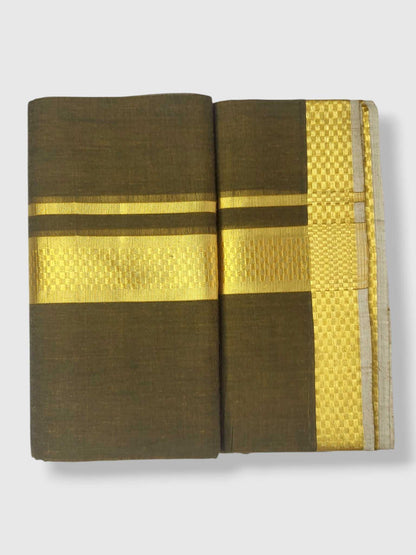 Premium Wedding Handloom Balaramapuram Unaakupaavu Kasavu Mundu for Men