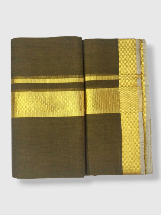 Premium Wedding Handloom Balaramapuram Unaakupaavu Kasavu Mundu for Men