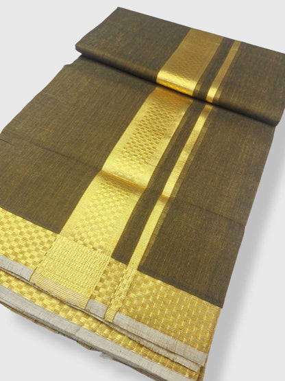 Premium Wedding Handloom Balaramapuram Unaakupaavu Kasavu Mundu for Men