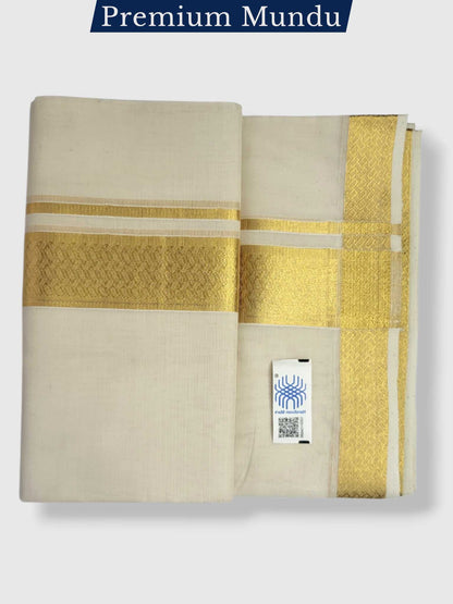 Premium Wedding Handloom Balaramapuram Unaakupaavu Kasavu Mundu for Men