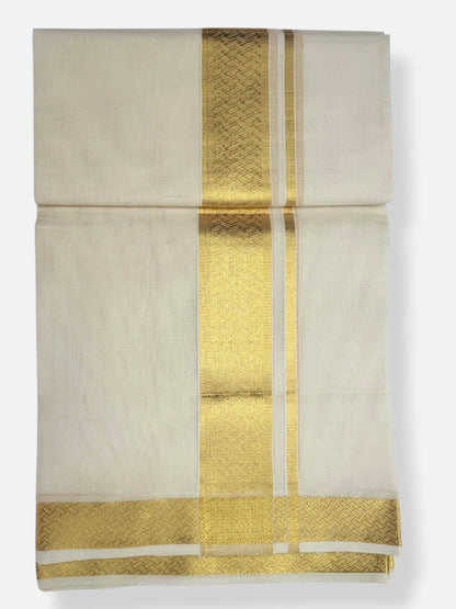 Premium Wedding Handloom Balaramapuram Unaakupaavu Kasavu Mundu for Men