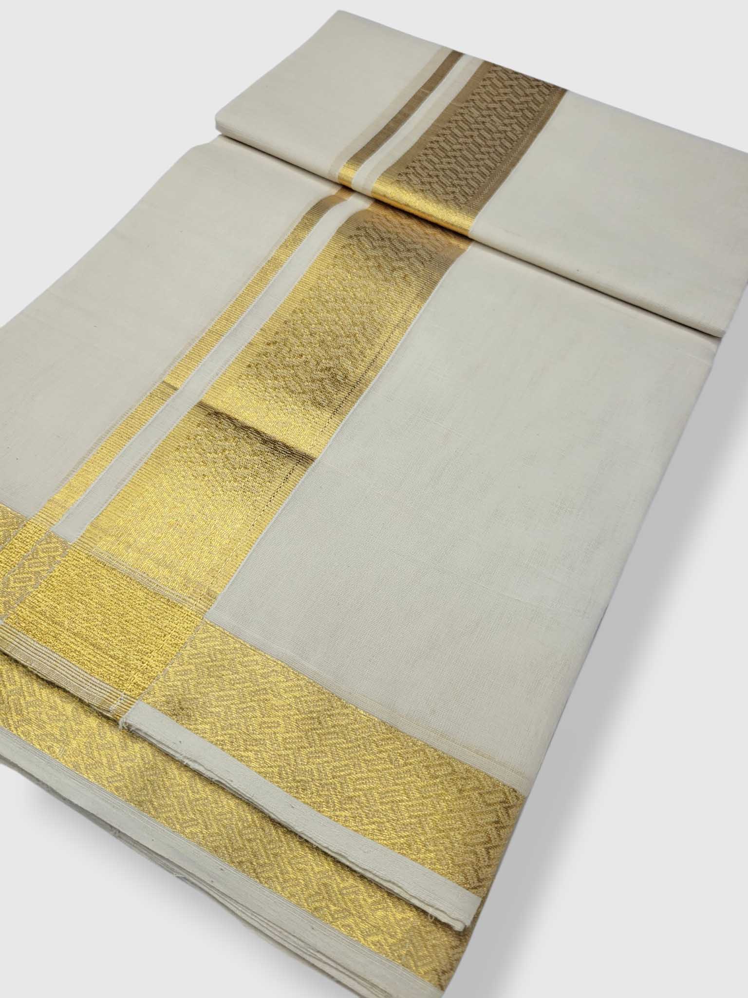 Premium Wedding Handloom Balaramapuram Unaakupaavu Kasavu Mundu for Men