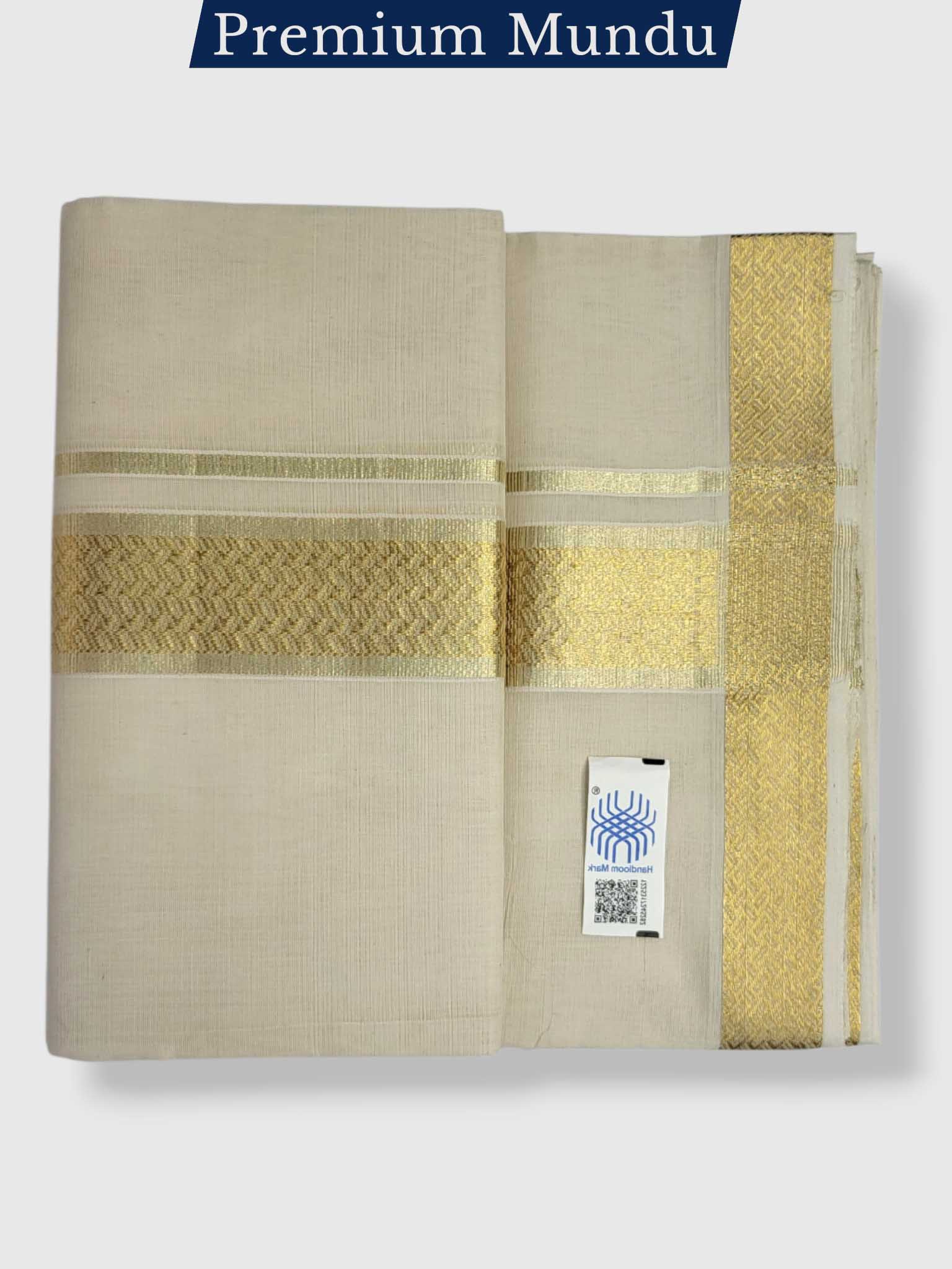 Premium Wedding Handloom Balaramapuram Unaakupaavu Kasavu Mundu for Men