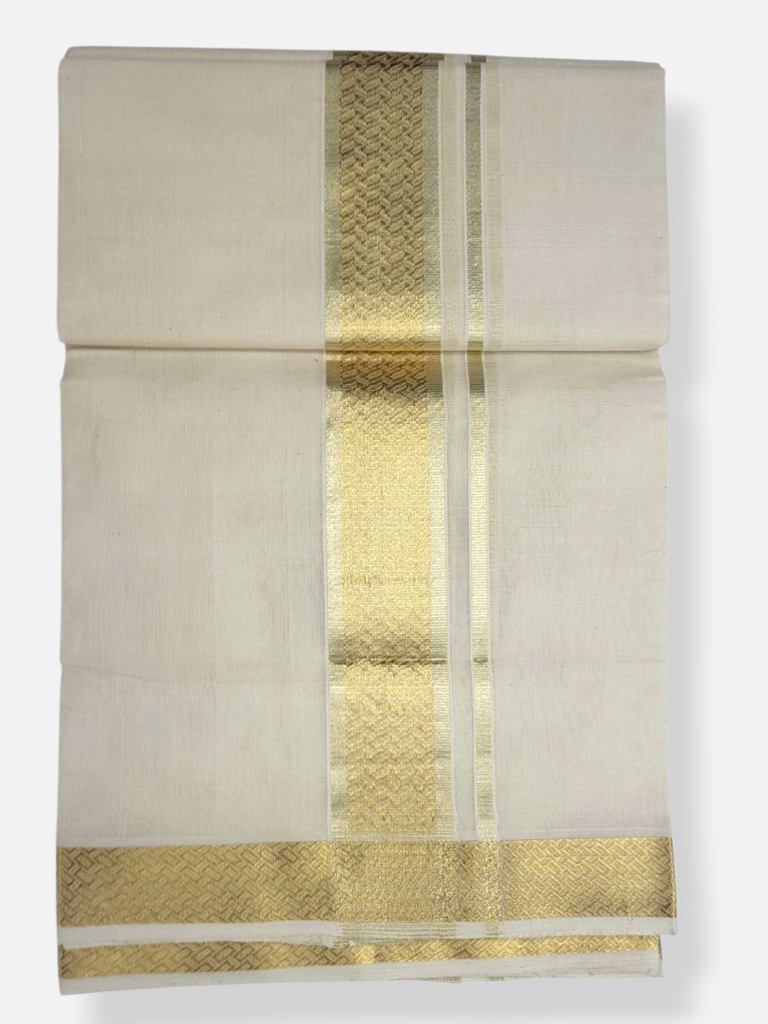 Premium Wedding Handloom Balaramapuram Unaakupaavu Kasavu Mundu for Men