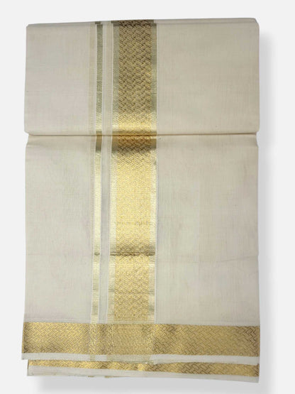 Premium Wedding Handloom Balaramapuram Unaakupaavu Kasavu Mundu for Men