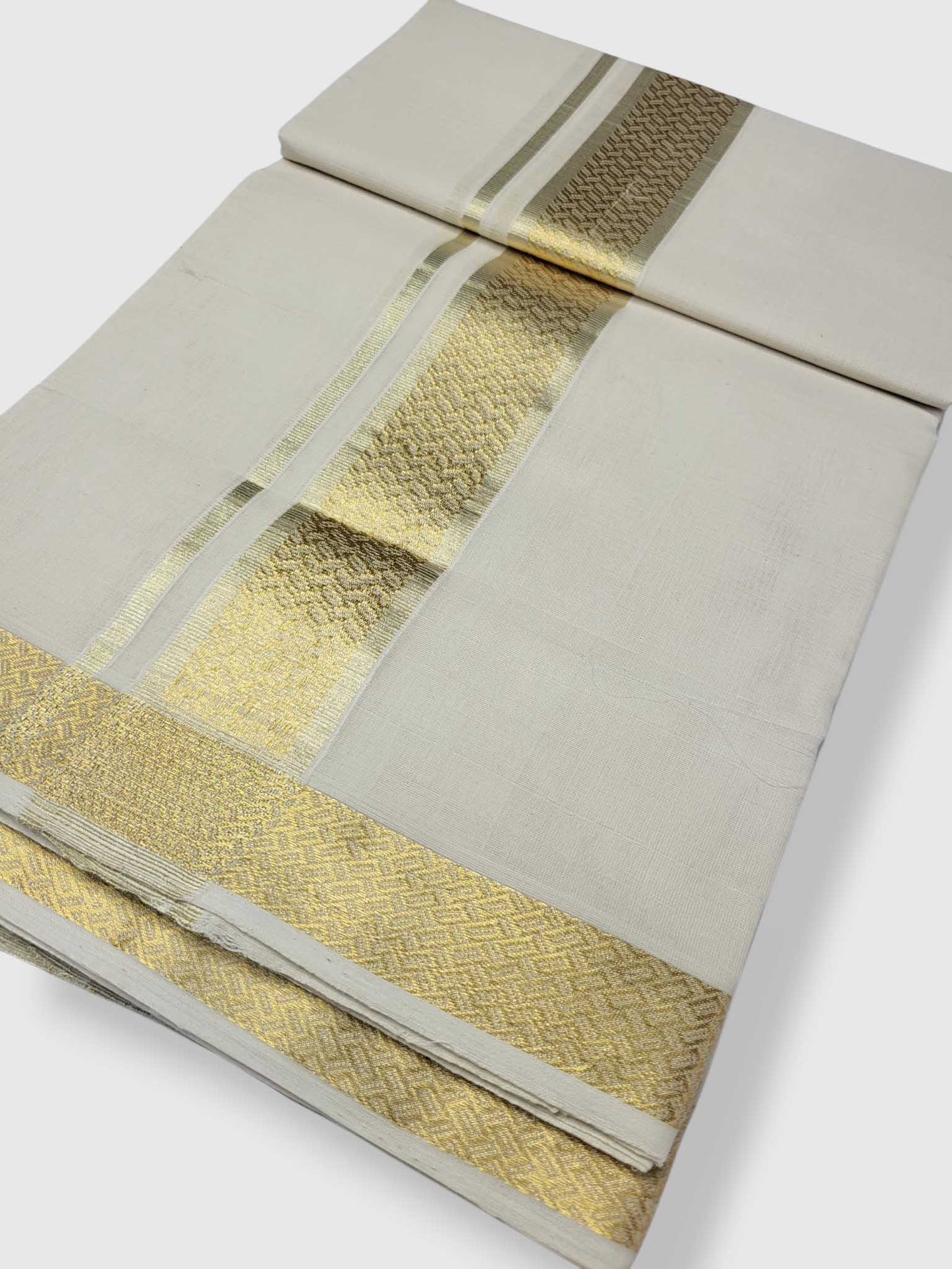 Premium Wedding Handloom Balaramapuram Unaakupaavu Kasavu Mundu for Men