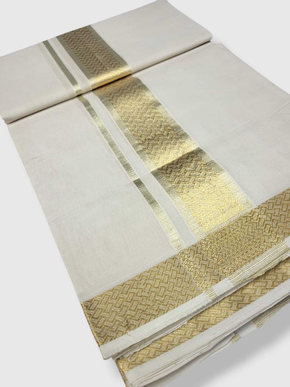 Premium Wedding Handloom Balaramapuram Unaakupaavu Kasavu Mundu for Men