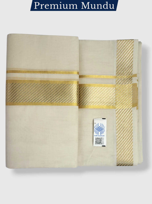 Premium Wedding Handloom Balaramapuram Unaakupaavu Kasavu Mundu for Men