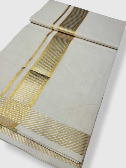 Premium Wedding Handloom Balaramapuram Unaakupaavu Kasavu Mundu for Men
