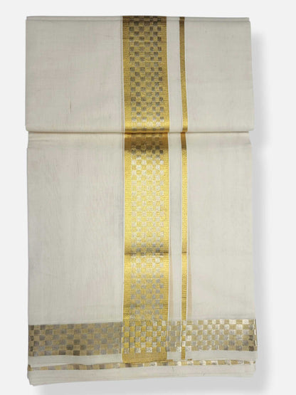 Premium Wedding Handloom Balaramapuram Unaakupaavu Kasavu Mundu for Men