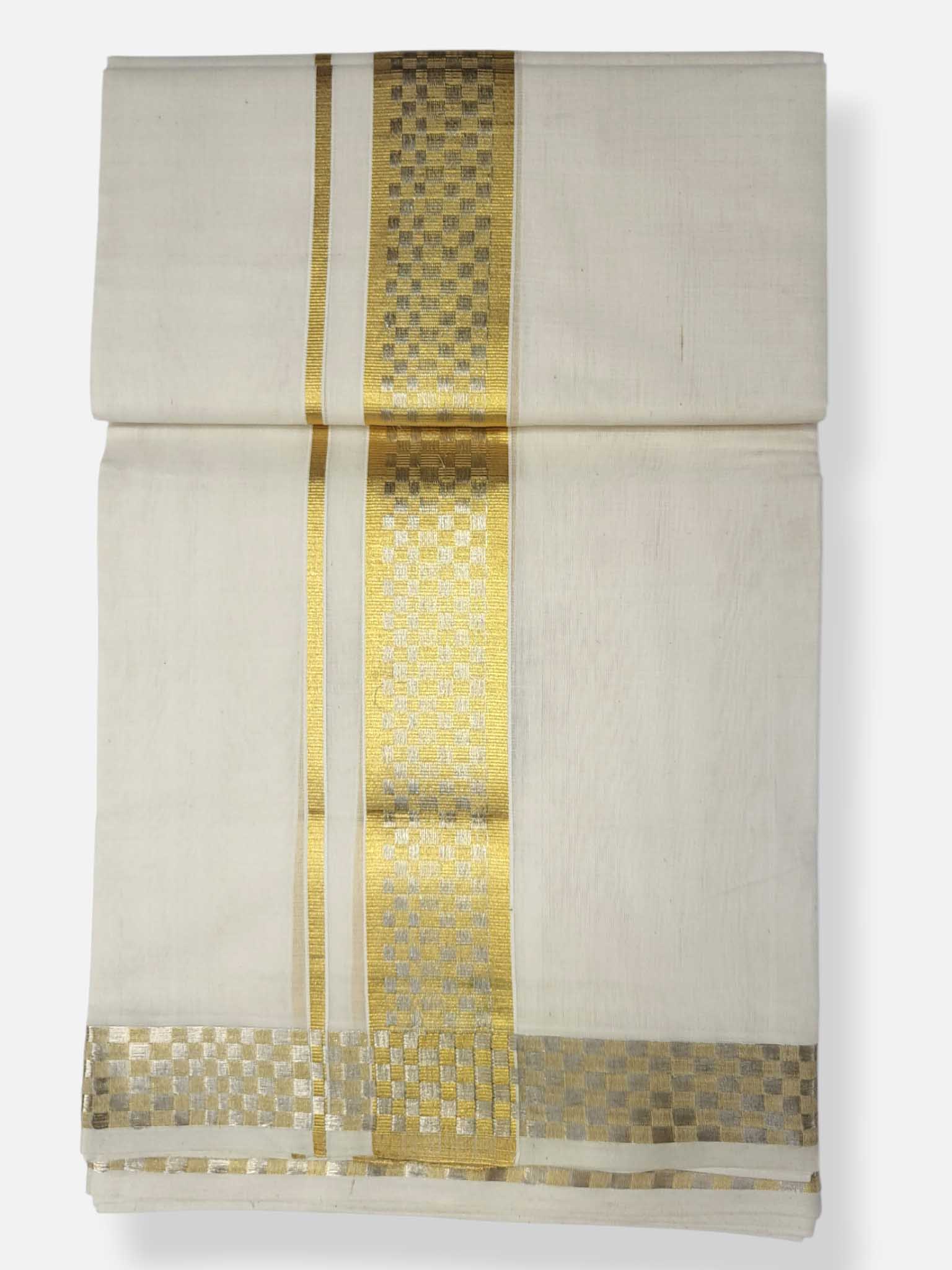 Premium Wedding Handloom Balaramapuram Unaakupaavu Kasavu Mundu for Men