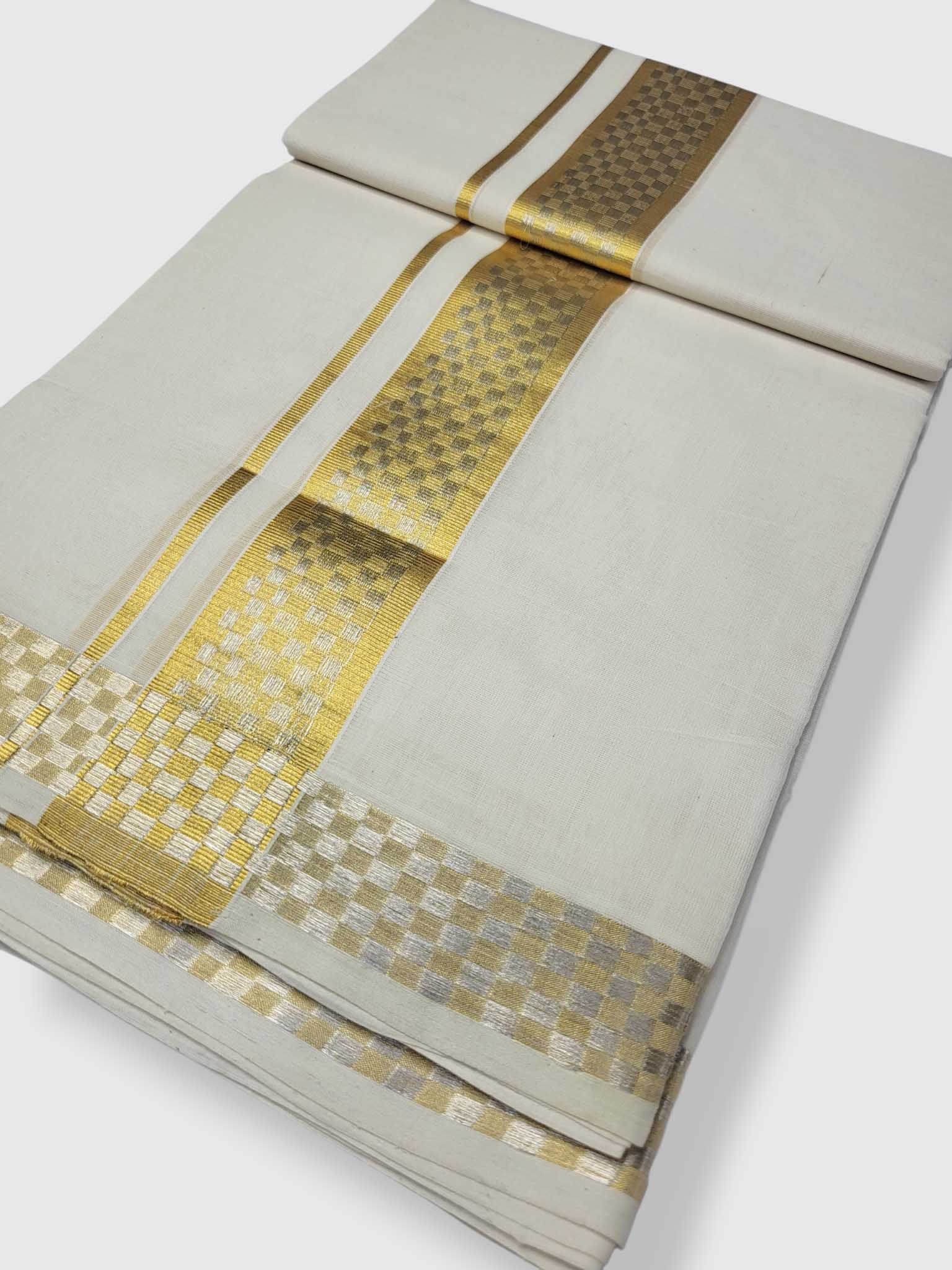 Premium Wedding Handloom Balaramapuram Unaakupaavu Kasavu Mundu for Men