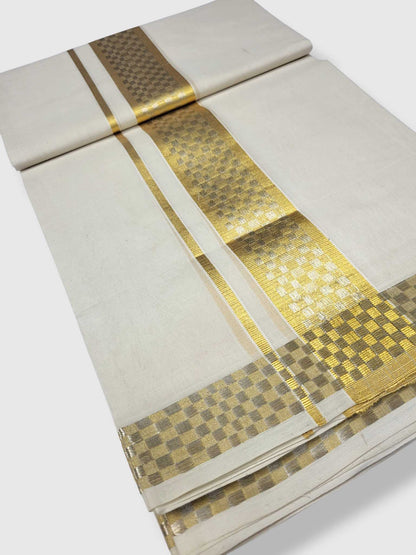 Premium Wedding Handloom Balaramapuram Unaakupaavu Kasavu Mundu for Men