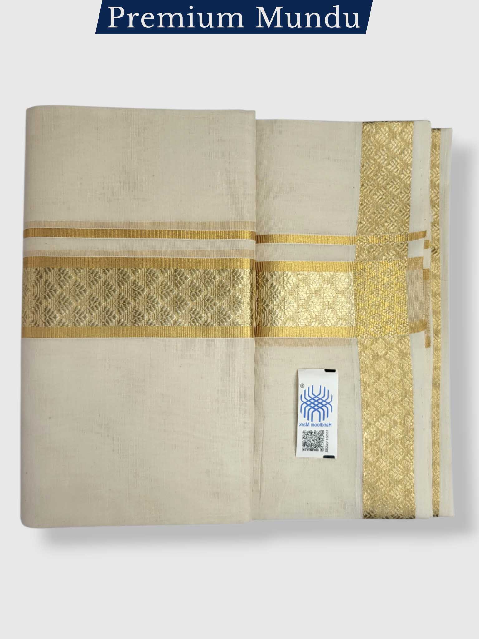 Premium Wedding Handloom Balaramapuram Unaakupaavu Kasavu Mundu for Men