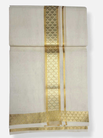 Premium Wedding Handloom Balaramapuram Unaakupaavu Kasavu Mundu for Men