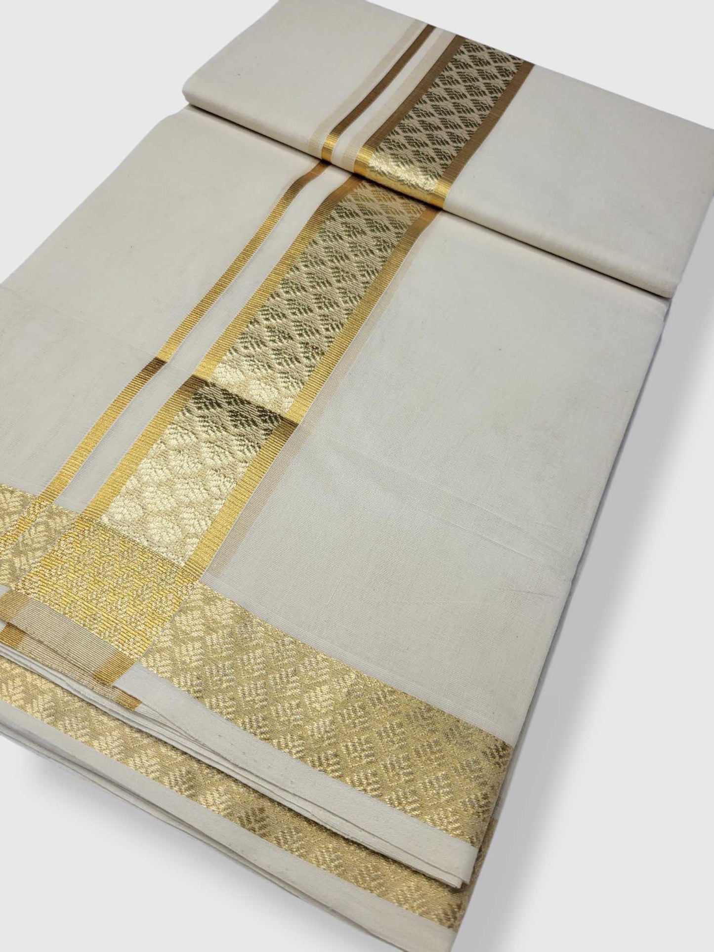 Premium Wedding Handloom Balaramapuram Unaakupaavu Kasavu Mundu for Men