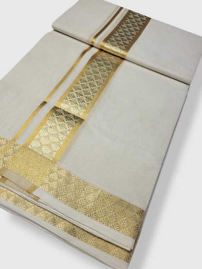 Premium Wedding Handloom Balaramapuram Unaakupaavu Kasavu Mundu for Men