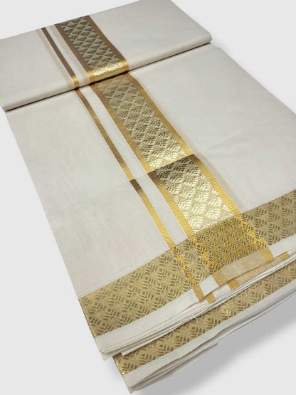 Premium Wedding Handloom Balaramapuram Unaakupaavu Kasavu Mundu for Men