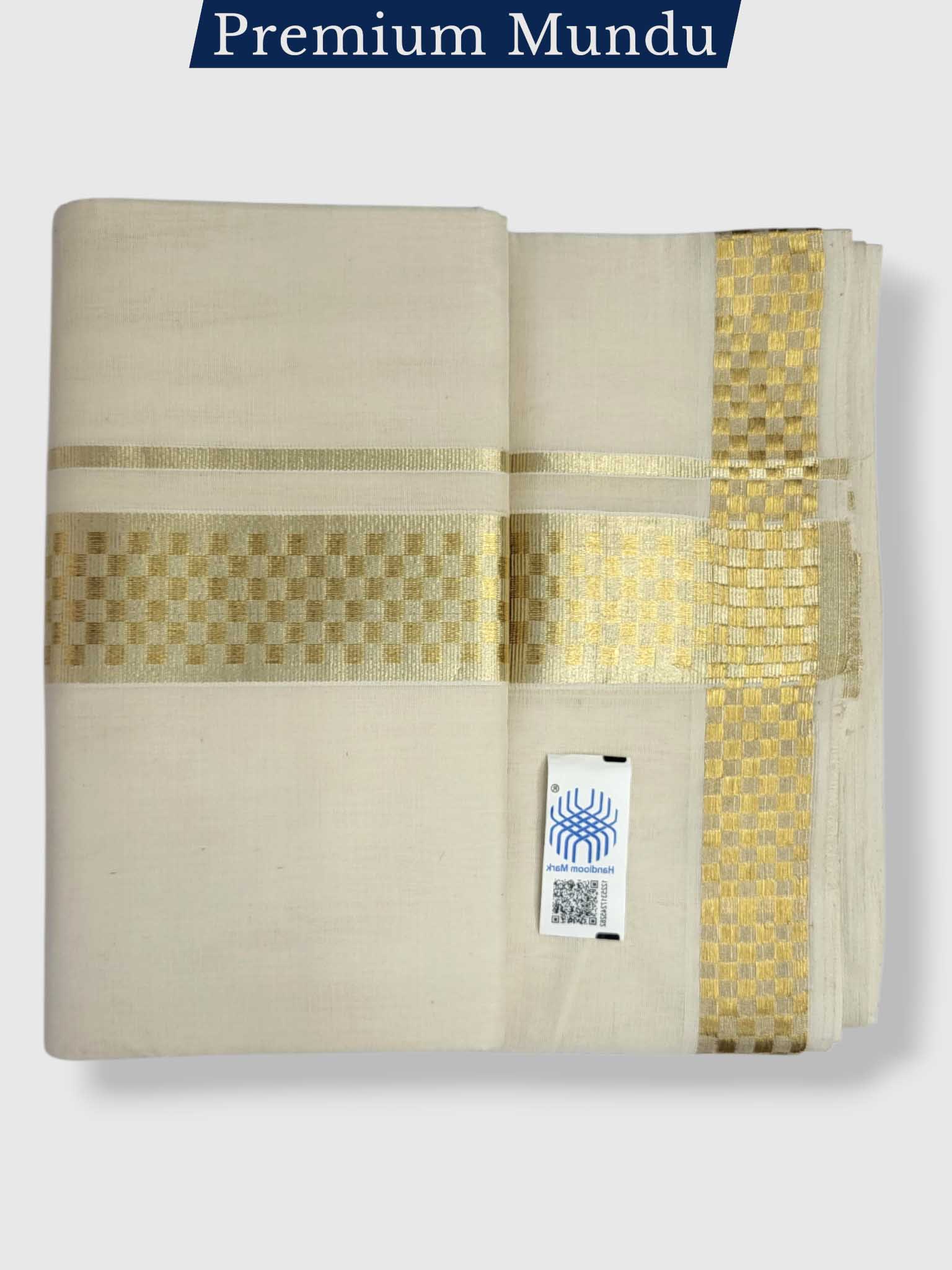 Premium Wedding Handloom Balaramapuram Unaakupaavu Kasavu Mundu for Men