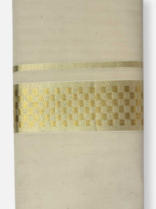Premium Wedding Handloom Balaramapuram Unaakupaavu Kasavu Mundu for Men