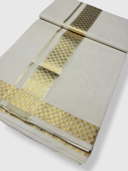 Premium Wedding Handloom Balaramapuram Unaakupaavu Kasavu Mundu for Men