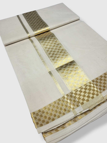 Premium Wedding Handloom Balaramapuram Unaakupaavu Kasavu Mundu for Men