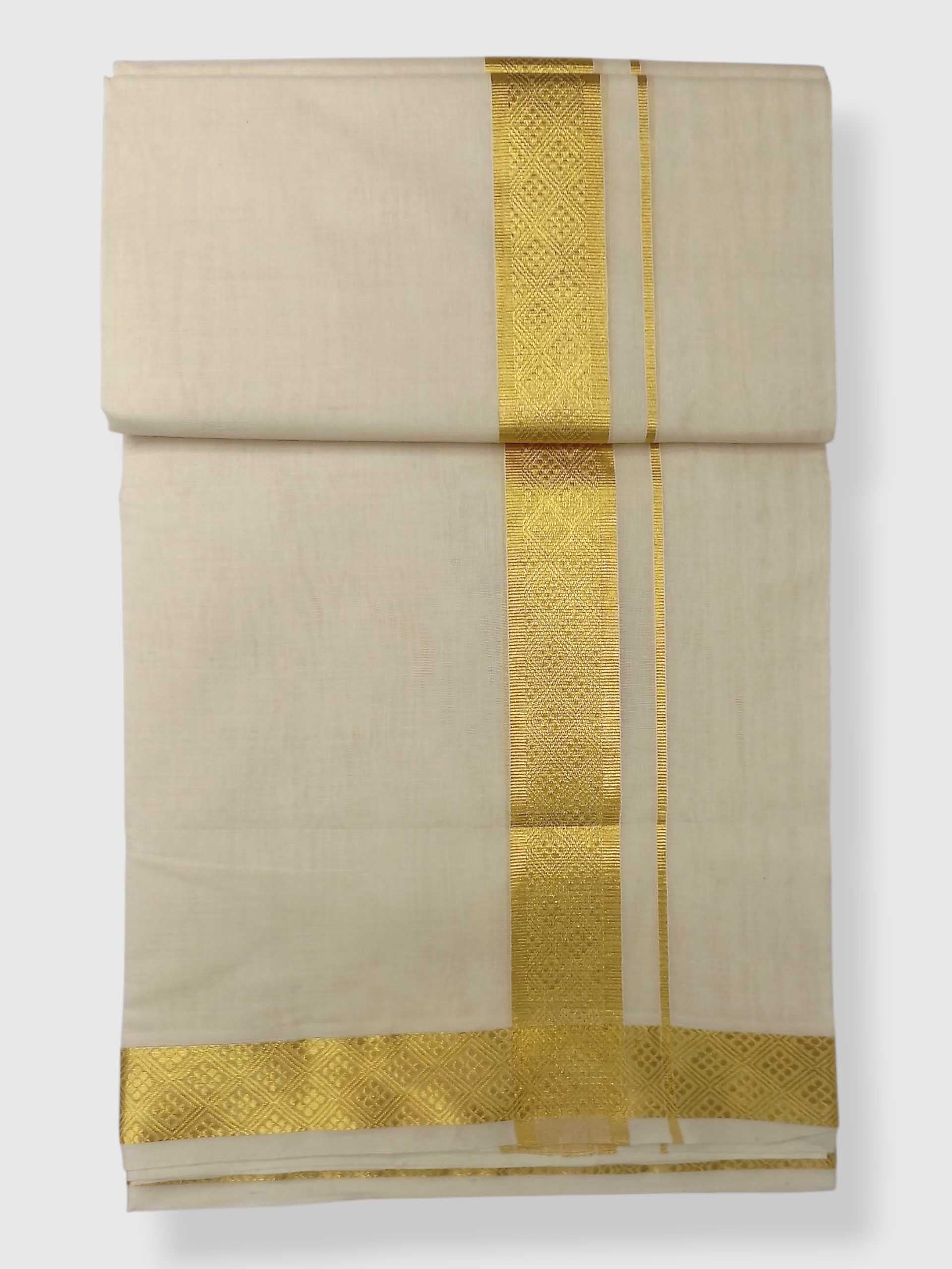Premium Wedding Handloom Balaramapuram Unaakupaavu Kasavu Mundu for Men