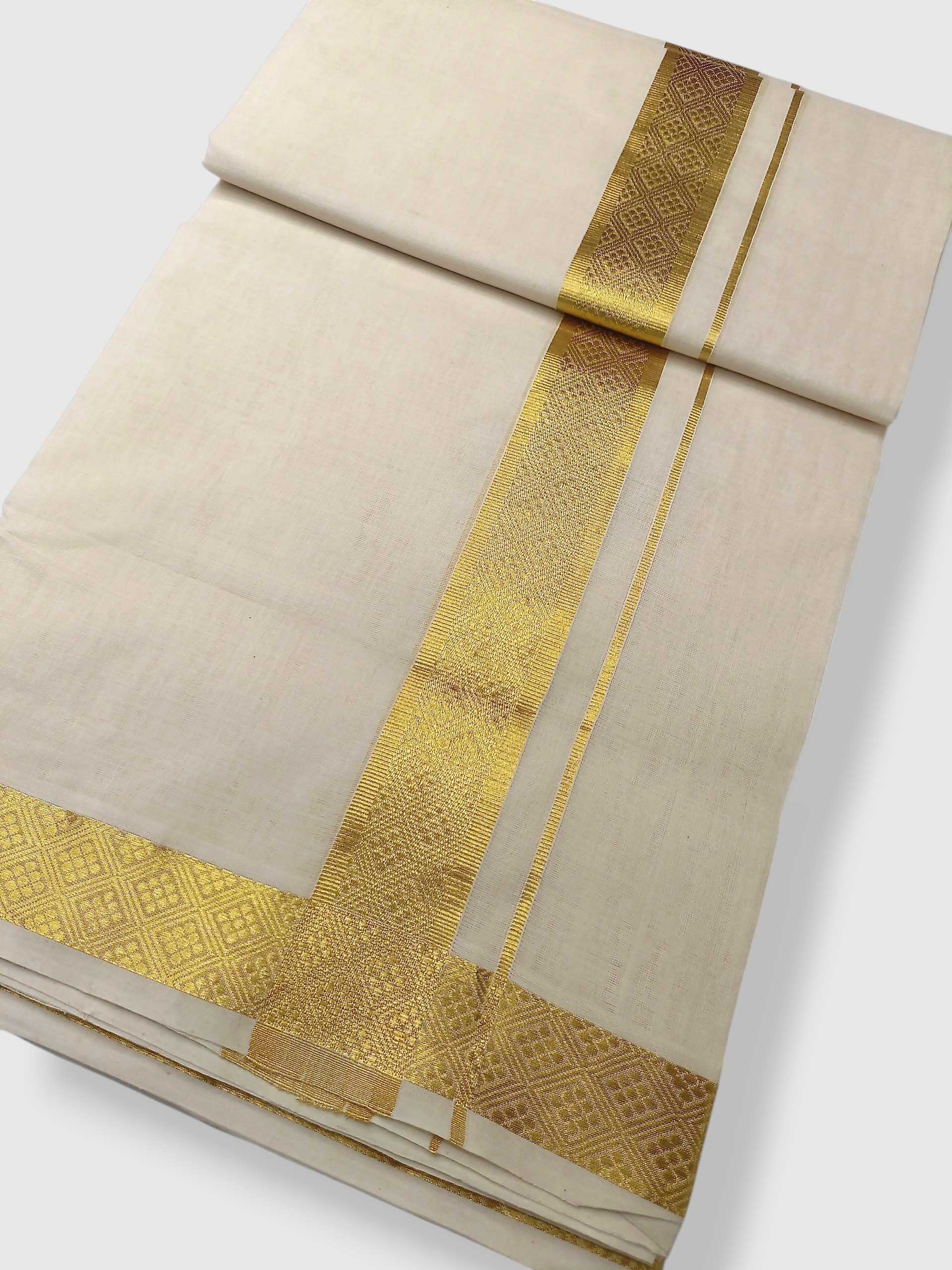 Premium Wedding Handloom Balaramapuram Unaakupaavu Kasavu Mundu for Men