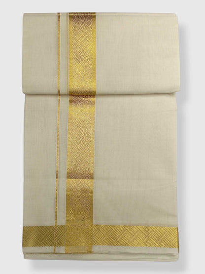 Premium Wedding Handloom Balaramapuram Unaakupaavu Kasavu Mundu for Men