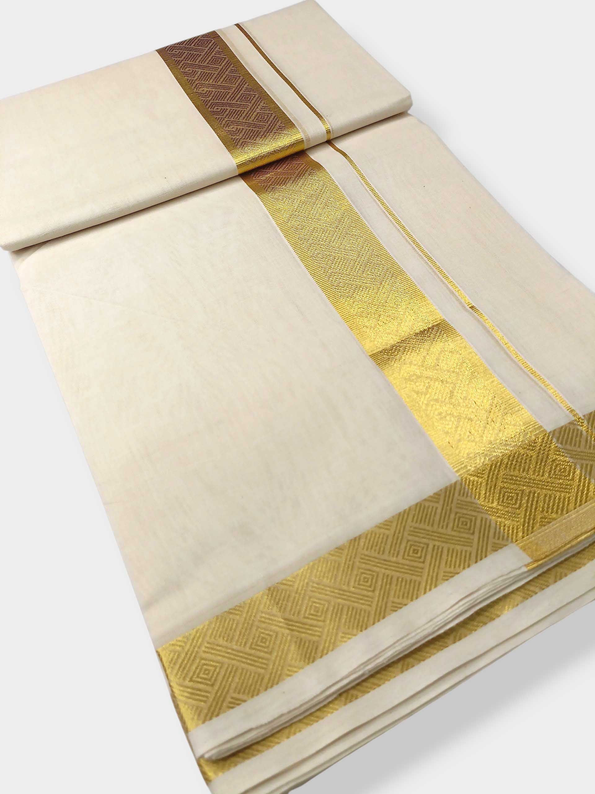 Premium Wedding Handloom Balaramapuram Unaakupaavu Kasavu Mundu for Men