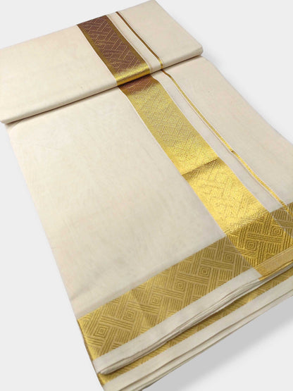 Premium Wedding Handloom Balaramapuram Unaakupaavu Kasavu Mundu for Men