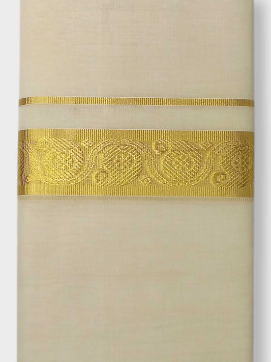 Premium Wedding Handloom Balaramapuram Unaakupaavu Kasavu Mundu for Men