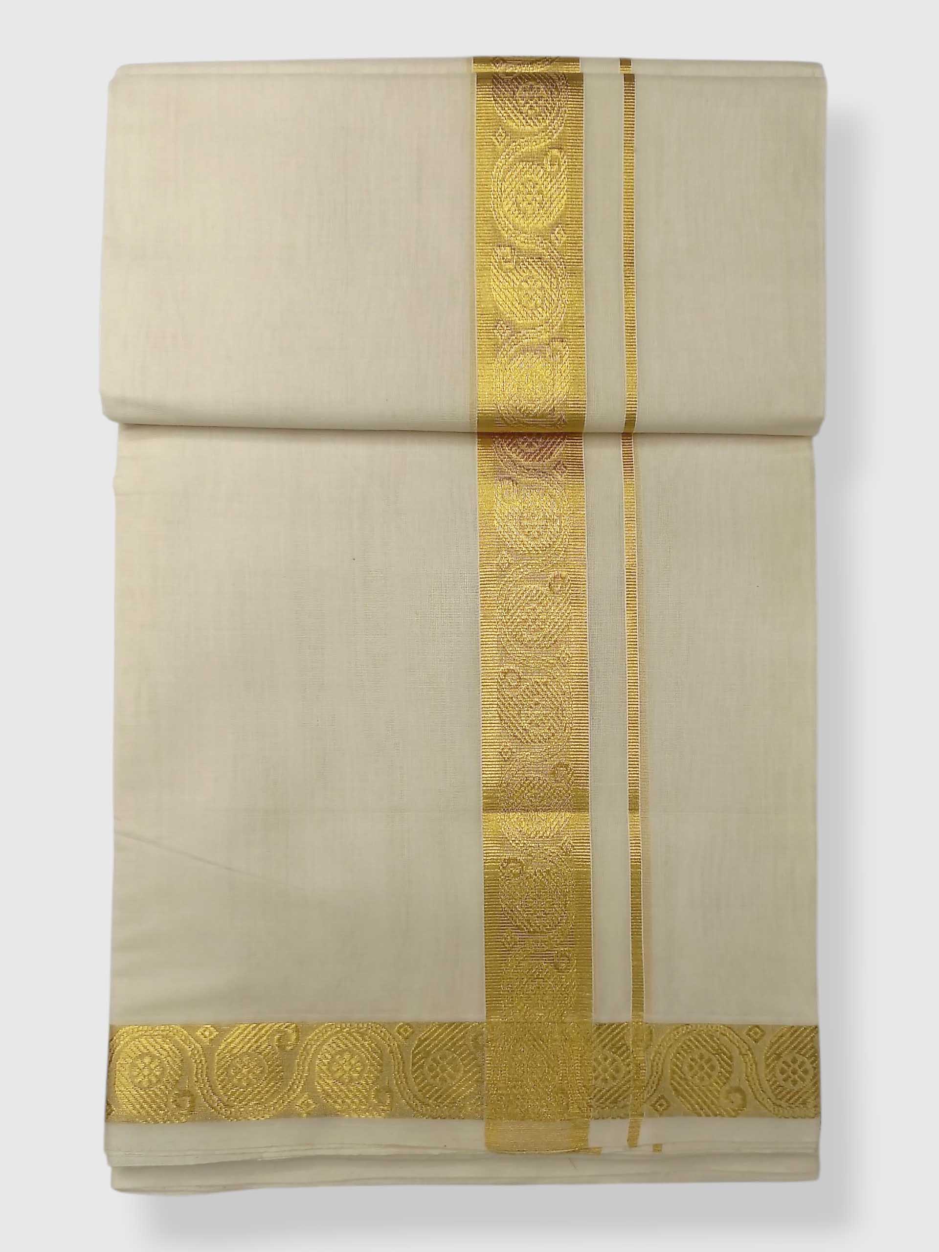 Premium Wedding Handloom Balaramapuram Unaakupaavu Kasavu Mundu for Men