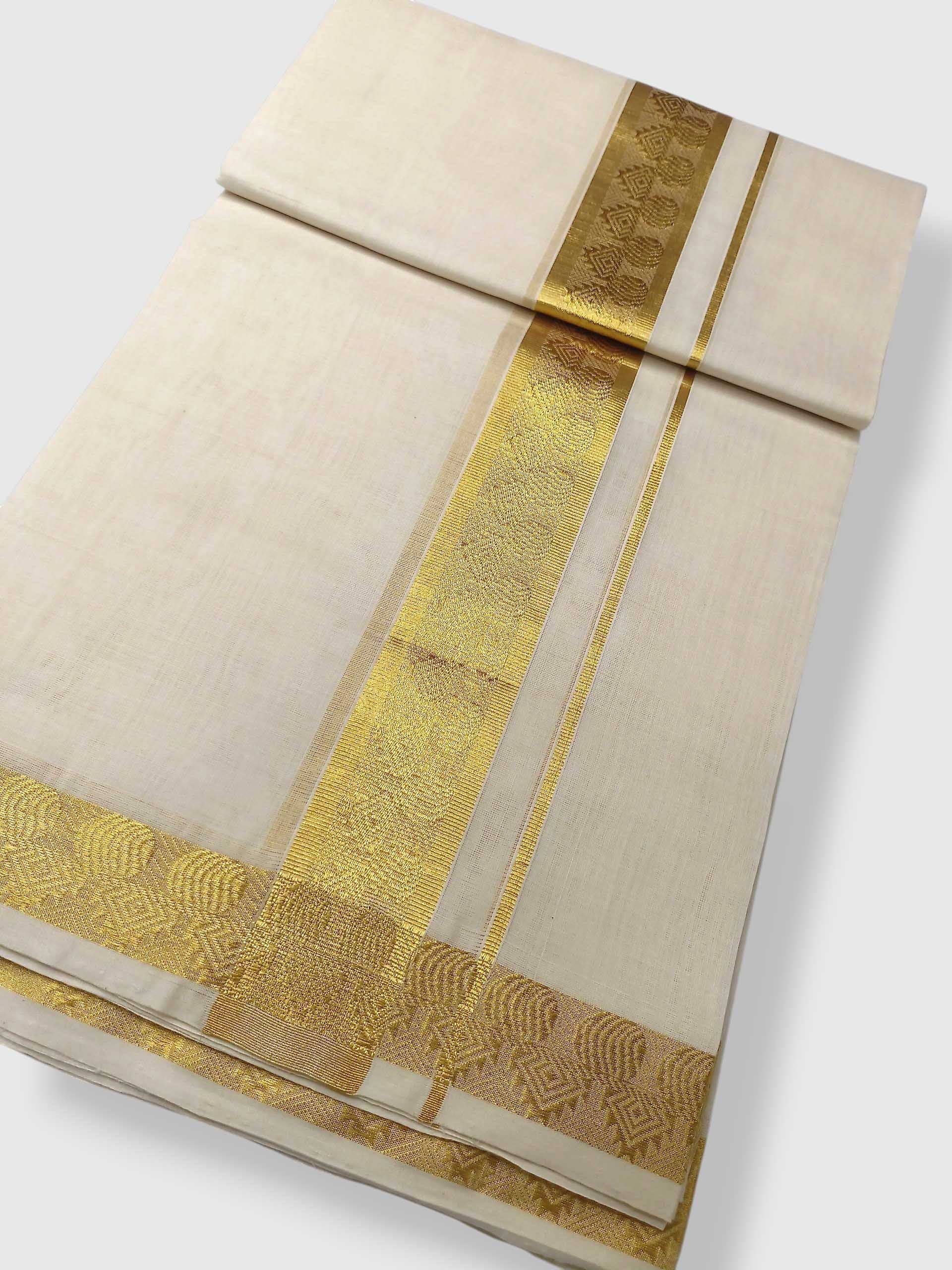 Premium Wedding Handloom Balaramapuram Unaakupaavu Kasavu Mundu for Men