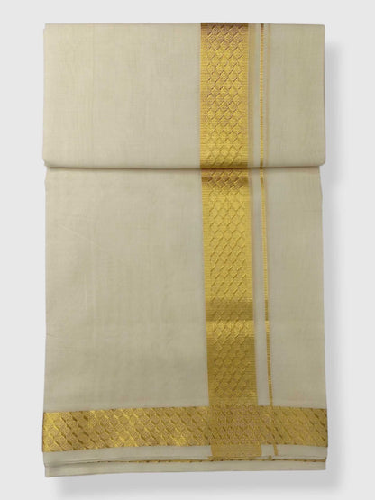 Premium Wedding Handloom Balaramapuram Unaakupaavu Kasavu Mundu for Men