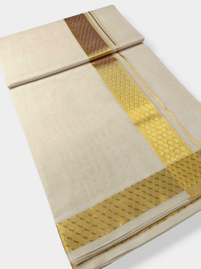 Premium Wedding Handloom Balaramapuram Unaakupaavu Kasavu Mundu for Men