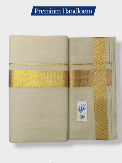 Premium Wedding Handloom Balaramapuram Unaakupaavu Kasavu Mundu for Men