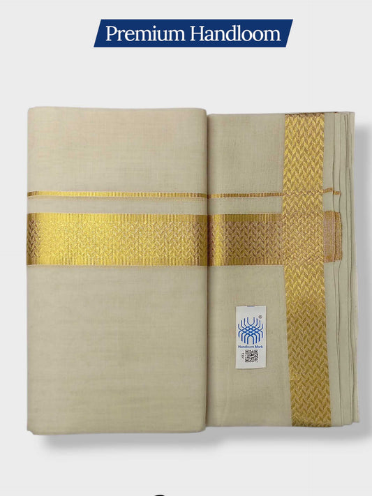 Premium Wedding Handloom Balaramapuram Unaakupaavu Kasavu Mundu for Men