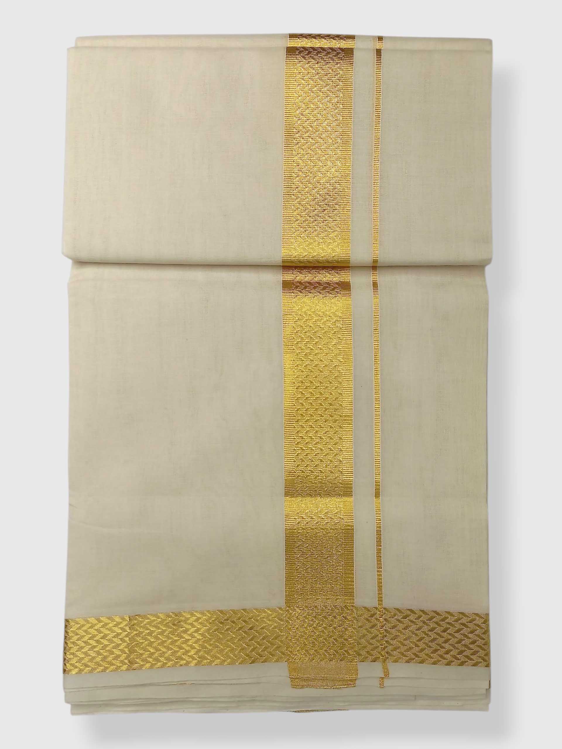 Premium Wedding Handloom Balaramapuram Unaakupaavu Kasavu Mundu for Men
