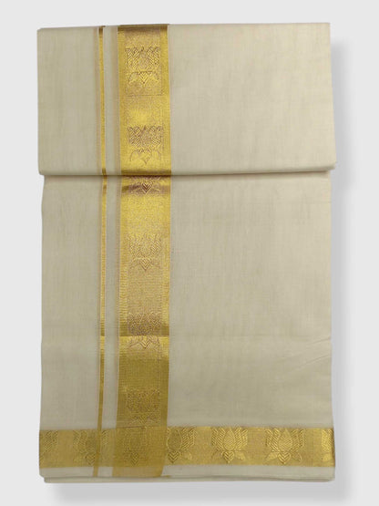 Premium Wedding Handloom Balaramapuram Unaakupaavu Kasavu Mundu for Men