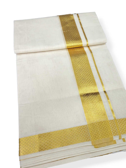 Premium Wedding Handloom Balaramapuram Unaakupaavu Kasavu Mundu for Men