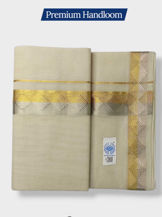 Premium Wedding Handloom Balaramapuram Unaakupaavu Kasavu Mundu for Men