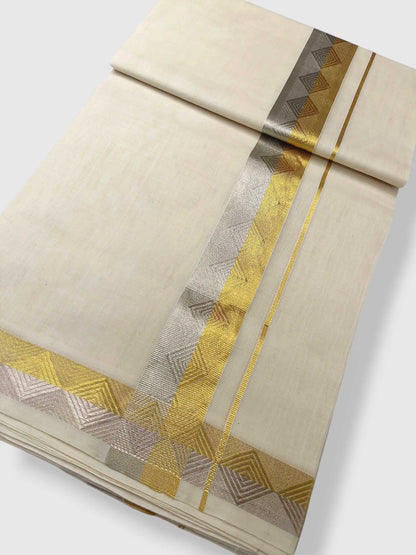 Premium Wedding Handloom Balaramapuram Unaakupaavu Kasavu Mundu for Men